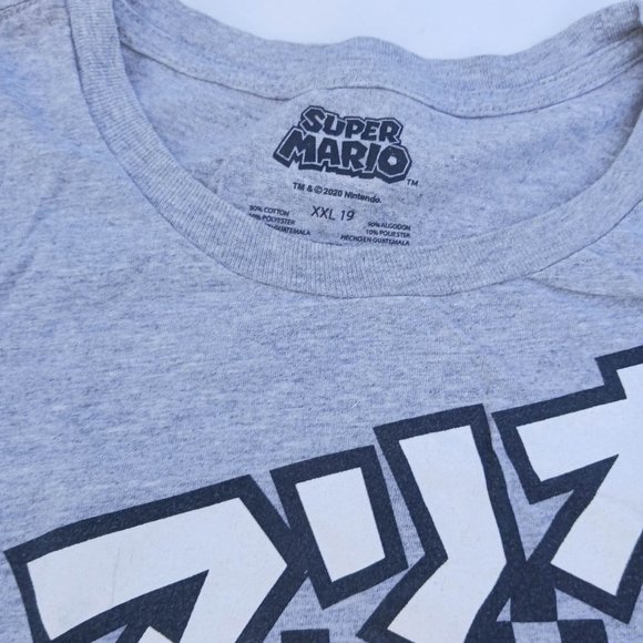 Nintendo Super Mario Short Sleeve Size XXL 19 Gray Checkered T-Shirt - Picture 3 of 6
